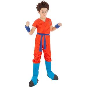 Chaks - Costume da Goku Super Saiyan Dio per ragazzi, Anime, Cosplay | Costume ufficiale di Dragon Ball, simbolo di Whis, set da 7 pezzi con maglietta, pantaloni, cintura e accessori, Carnevale