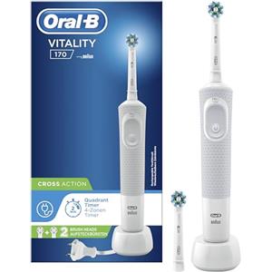 Oral-B Spazzolino Elettrico Ricaricabile Braun Oral-B Vitality 170 CrossAction Bianco con 1 Manico 2 Testine