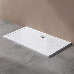 doporro Piatto Doccia Rettangolare 90x140x4 cm con Superficie Antiscivolo | Colore Bianco, Foro di Scarico 90 mm, Installazione in Appoggio o a Filo, Design Ultrasottile, Piletta di Scarico Non Inclusa
