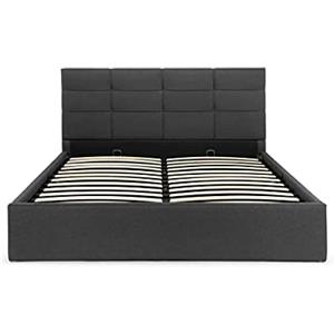 AVANTI TRENDSTORE, Calabria, Letto imbottito con contenitore idraulico con doghe in colore antracite misure 180x200cm