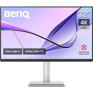 BenQ MA320U Monitor per MacBook Pro/Air 32" 4K 3840x2160, Due USB-C, Alimentazione 90W, Compatibile con colori Mac, Hub USB, Comandi volume/luminosità per Mac, Supporto regolabile, Gamma colore P3