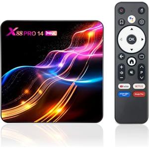 RUPA Android TV Box 14.0, 2026 8K Android Box con RAM 4G ROM 32G Rockchip RK3528 WiFi6 Enternet 10/100M Bluetooth 5.0 HDR10 HDMI2.1 3D HD Smart TV Box Media Streaming Clients X88 PRO14 MAX
