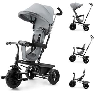 kk Kinderkraft Kinderkraft FREEWAY 2, Triciclo Evolutivo per Bambini, Seduta Girevole a 360°, Pedali Liberi, Cintura a 3 Punti, Freno Centrale, 9 Mesi-5 Anni, Grigio