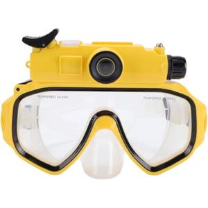 Sxhlseller Maschera Subacquea con Fotocamera, Obiettivo 100° 2K, | Sensore da 5MP, Foto da 50MP, Gonna in Silicone, Vetro Temperato, Ideale per Snorkeling e Nuoto, App WiFi, Porta Type-C