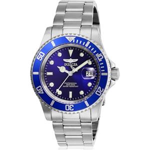 Invicta Pro Diver - Orologio da uomo in acciaio inossidabile con movimento al quarzo - 40 mm, Argento / Blu