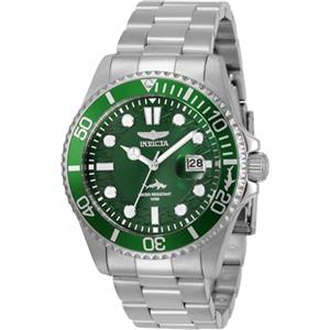 Invicta Pro Diver - Orologio da Uomo in Acciaio Inossidabile con Movimento al Quarzo, Argento/Verde - 43 mm