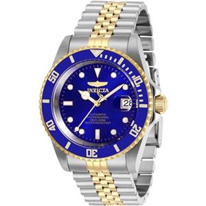 Invicta Pro Diver - Orologio da uomo in acciaio inossidabile con movimento automatico - 42 mm, Bicolore / Blu