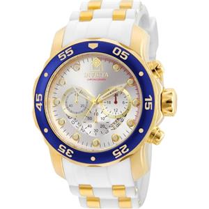 Invicta Orologio analogico al quarzo da uomo con cinturino in silicone in acciaio inossidabile 20293, Argento, Subacqueo,Cronografo