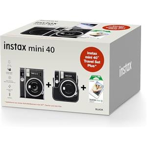 FUJIFILM instax mini 40 Travel Set Plus - Fotocamera istantanea, colore: Nero