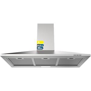 Cecotec Cappa Aspirante Piramidale 90 cm Bolero Flux PM 904000 Inox A. Aspirazione 382,5 m³/h, 3 Velocità, Filtri a Carbone Inclusi, Classe A, Motore BLDC e Luce LED