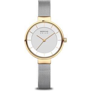 BERING 14631-024 Orologio da donna al quarzo, orologio da polso con cassa in acciaio inossidabile color oro da 31 mm e quadrante bianco, cinturino in maglia milanese, vetro zaffiro, 5 ATM