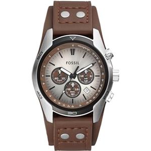 Fossil Orologio Coachman da uomo, movimento cronografo al quarzo, cassa in acciaio inossidabile da 45 mm con cinturino in vera pelle, CH2565, Marrone