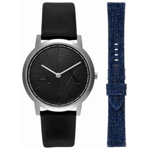 Armani Exchange Orologio da uomo, movimento al quarzo a due lancette e cassa da 40 mm con cinturino in acciaio inossidabile o in pelle, Set nero