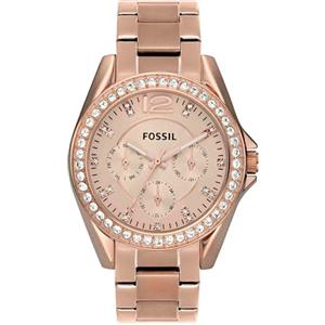 Fossil Orologio Riley Ladies, movimento al quarzo multifunzione, cassa in acciaio inossidabile oro rosa da 38 mm e bracciale in acciaio inossidabile, ES2811