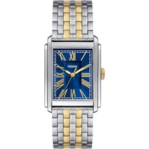 Fossil Orologio Carraway da uomo, Movimento al quarzo a tre lancette con cinturino in pelle o acciaio inossidabile, 30 mm, Tono oro e argento