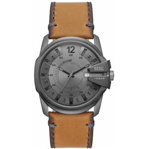 Diesel Orologio Master Chief da uomo, movimento a tre lancette, cassa in acciaio inossidabile Gunmetal da 43 mm con cinturino in pelle, DZ1964