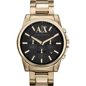 Armani Exchange Orologio da uomo, movimento cronografo al quarzo, cassa in acciaio inossidabile dorata da 45 mm con bracciale in acciaio inossidabile, AX2095, Tono oro e nero