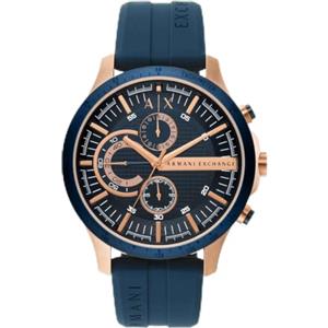 ARMANI Exchange Chronograph maschile al quarzo con braccialetto ax2440, Tono oro rosa e blu scuro