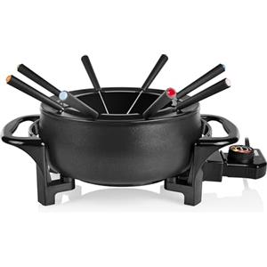 Tristar Set fonduta Tristar 1,5 L per 8 persone, 1000 W - Pentola multifunzione per fonduta di olio, formaggio, cioccolato e cinese, include 8 forchette e anello antispruzzo, facile da pulire