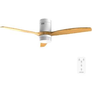 Cecotec Ventilatore da Soffitto con Luce e Telecomando EnergySilence Aero 4600 Arctic White&Sand. Motore DC 38W, Diametro 132cm, Lampada LED 18W, 3 Pale, 6 Velocità, Timer 8h, Ultra Silenzioso