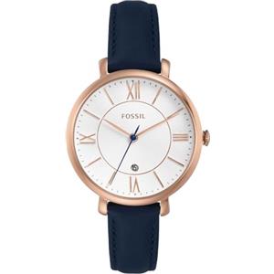 Fossil Orologio Jacqueline da donna, Movimento al quarzo a tre lancette con cinturino in pelle, Blu E Bianco