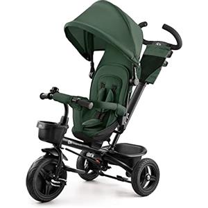 kk Kinderkraft Kinderkraft AVEO Triciclo bambini dai 9 Mesi fino 25 kg, Passeggino con Maniglione del Genitore regolabile, Bici, Compatto pieghevole, Sedile girevole Fronte Mamma e Strada, Ruota libera, Verde