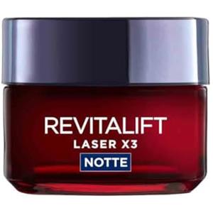 L'Oreal Paris L'Oréal Paris Crema Viso Notte Revitalift Laser tripla azione, Azione Antirughe e Anti-Età, Pelle Ridensificata e e Rinforzata, Con Acido Ialuronico, Vitamina C e Pro-Retinolo, 50 ml
