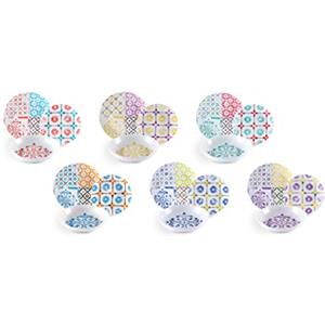 Excelsa Maioliche Servizio piatti 18 Pezzi, Porcellana, Multicolore