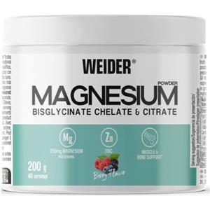 Weider Magnesium Powder (200g) Frutti Rossi, 250mg/porzione Bisglicinato