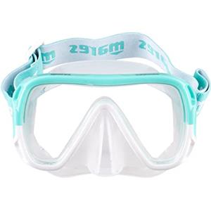 Mares Keewee - Maschera subacquea per adulti in silicone morbido, lente singola grandangolare, cinghia in tessuto e supporto boccaglio integrato
