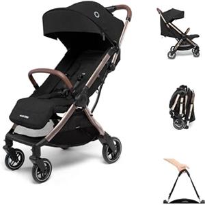 Maxi-Cosi Eva3, Passeggino per Bambini 0-4 anni (22 kg), Passeggino Leggero e Compatto, Reclinabile 3 Posizioni, Passeggino da Viaggio Chiusura Automatica, Tracolla, Essential Black Champagne