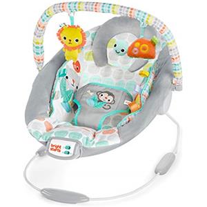 Bright Starts Sdraietta per bambini Confortevole con Vibrazioni Rilassanti - Taggies, Musica, Barra dei Giocattoli Rimovibile, 0-6 Mesi Fino a 9 kg (Whimsical Wild)