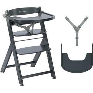 Bebeconfort Timba 2 Seggiolone Pappa Evolutivo in Legno, 6+ Mesi, Fino a 110 kg, Sedia Evolutiva Ergonomica, Regolabile in Altezza, Vassoio Amovibile, Facile da Montare e Pulire, Warm Grey
