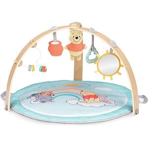 Bright Starts Disney Baby Winnie the Pooh Palestrina Neonato, palestra attività per bebè di Bright Starts, con cuscino per il tempo a pancia in giù e tappeto reversibile, 5 giochi inclusi, unisex, dalla nascita