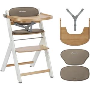 Bebeconfort Timba 2 con Cuscino, Seggiolone Pappa Evolutivo in Legno, 6+ Mesi, Fino a 110 kg, Sedia Evolutiva Ergonomica, Regolabile in Altezza, Vassoio Amovibile, Natural Wood + Cuscino