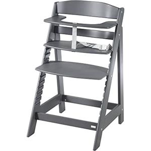 roba Seggiolone Evolutivo Sit Up Flex 2 in 1, Altezza Regolabile, dai 6 Mesi fino ai 70 kg, con Poggiapiedi, Robusto ed Ergonomico, Legno Laccato Grigio Antracite