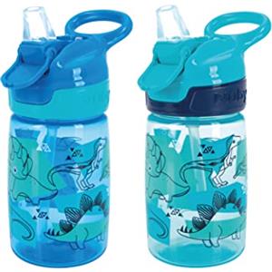 Nuby Incredible Gulp Borraccia Bambini, Set 2, 360ml, 18+ Mesi, Dinosauri