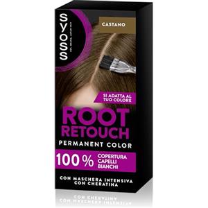 Syoss Root Retouch Ritocco permanente Castano Chiaro, Colorazione permanente per 100% copertura della ricrescita capelli, Kit con crema colorante capelli e maschera intensiva con cheratina