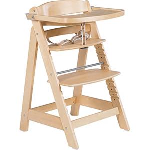 roba Seggiolone per Neonati Evolutivo Sit Up Click e Fun + Vassoio Rimovibile - con Barra di Protezione - Ergonomico - Altezza Regolabile - Legno Naturale