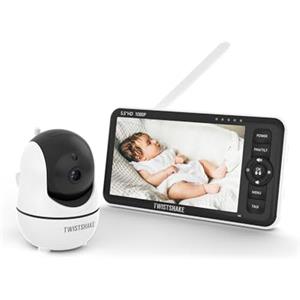 Twistshake Baby Monitor con Fotocamera e Audio - Schermo Full HD 1080p da 5,5 Pollici | Comunicazione Audio Bidirezionale - Monitoraggio Temperatura Ambiente - VOX - Visione Notturna