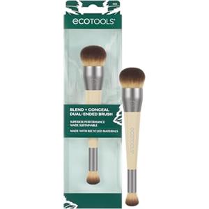 EcoTools Blend + Nasconde, Pennello trucco doppia punta per fondotinta e correttore, ideale per formule liquide e creme, setole sintetiche, vegano e cruelty-free