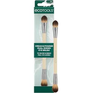 EcoTools Cream & Powder Dual-Ended Eye Brush, Flat & Fluffy Eyeshadow Brush for Packing, Blending & Full Eye Looks, Sustainable Makeup Tool, Vegan & Cruelty-Free, 1 Count