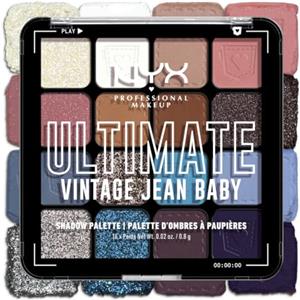 NYX Professional Makeup Palette Ombretti Ad Alta Pigmentazione, Texture Setosa, Finish Matte, Brillante e Metallizzato, 16 Colori, Formula Vegana*, Ultimate Shadow, Vintage Jean Baby