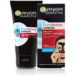 Garnier Maschera Peel-Off Pure Active Charcoal, Gel Detergente Arricchito con Carbone e Acido Salicidico, per La Zona T, Anti Imperfezioni e Punti Neri, 50ml