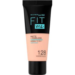Maybelline New York Fondotinta Coprente Opacizzante Fit Me Matte&Poreless, Colore Uniforme, Pori Minimizzati, 128 Warm Nude