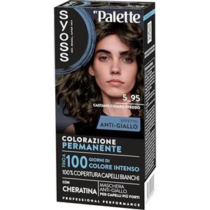 Syoss by Palette Colorazione Permanente 5-95 Castano Chiaro Freddo, Colorazione capelli permanente con Cheratina, per 100% copertura dei capelli bianchi e fino a 100 giorni di colore intenso