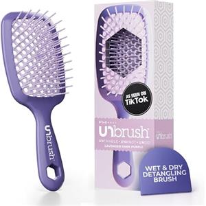FHI Heat Spazzola Capelli Indolore UNbrush, Adatta a Tutti i Tipi di Capelli, Bagnati o Asciutti - Spazzola Districante per Capelli Ventilata con Setole Antistatiche DuoFlex - Lavanda Scuro