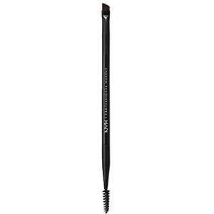 NYX Professional Makeup Pennello sopracciglia Pro Dual Brow Brush, Pennello doppio con setole angolate e pettinino, Nero