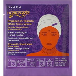 GYADA COSMETICS, Hyalurvedic Impacco Ayurvedico in Tessuto Purificante, Trattamento Professionale con Cuffia a Effetto Termico, per Capelli Grassi e Sfibrati, con Neem, Moringa, Hennè Neutro, 60 ml