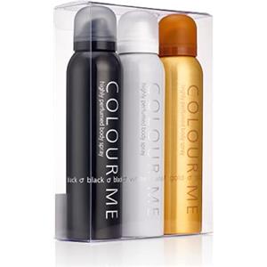 COLOUR ME Black/White/Gold Homme - Triple Pack, Fragrance for Men, 3 x 150ml Body Spray, by Milton-Lloyd